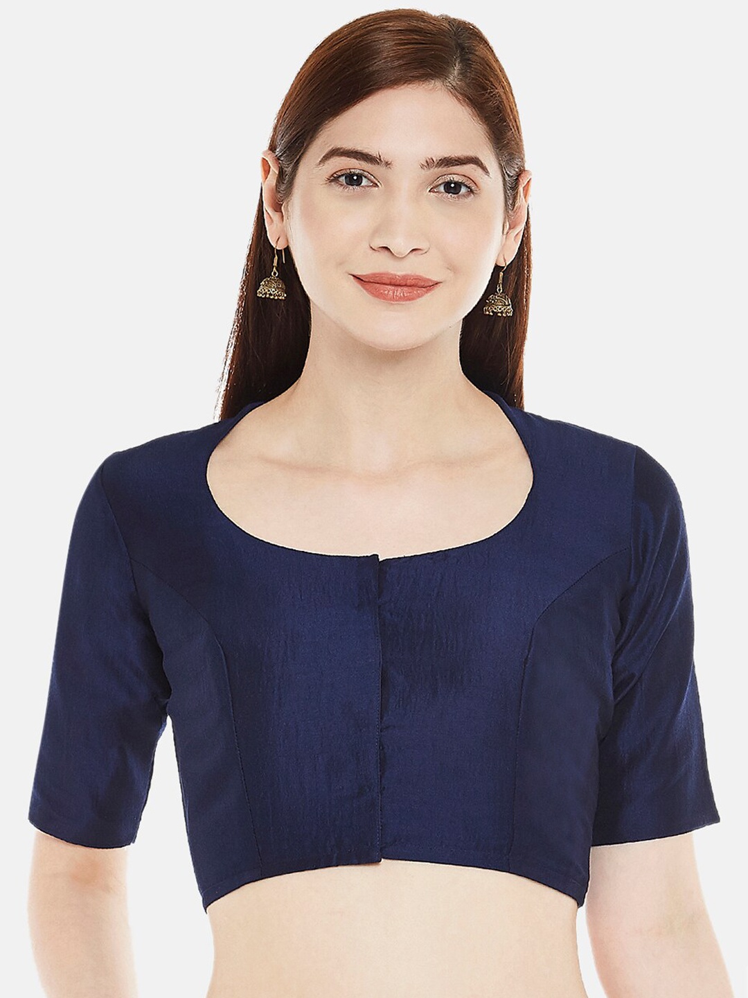 

Studio Shringaar Round Neck Saree Blouse, Navy blue