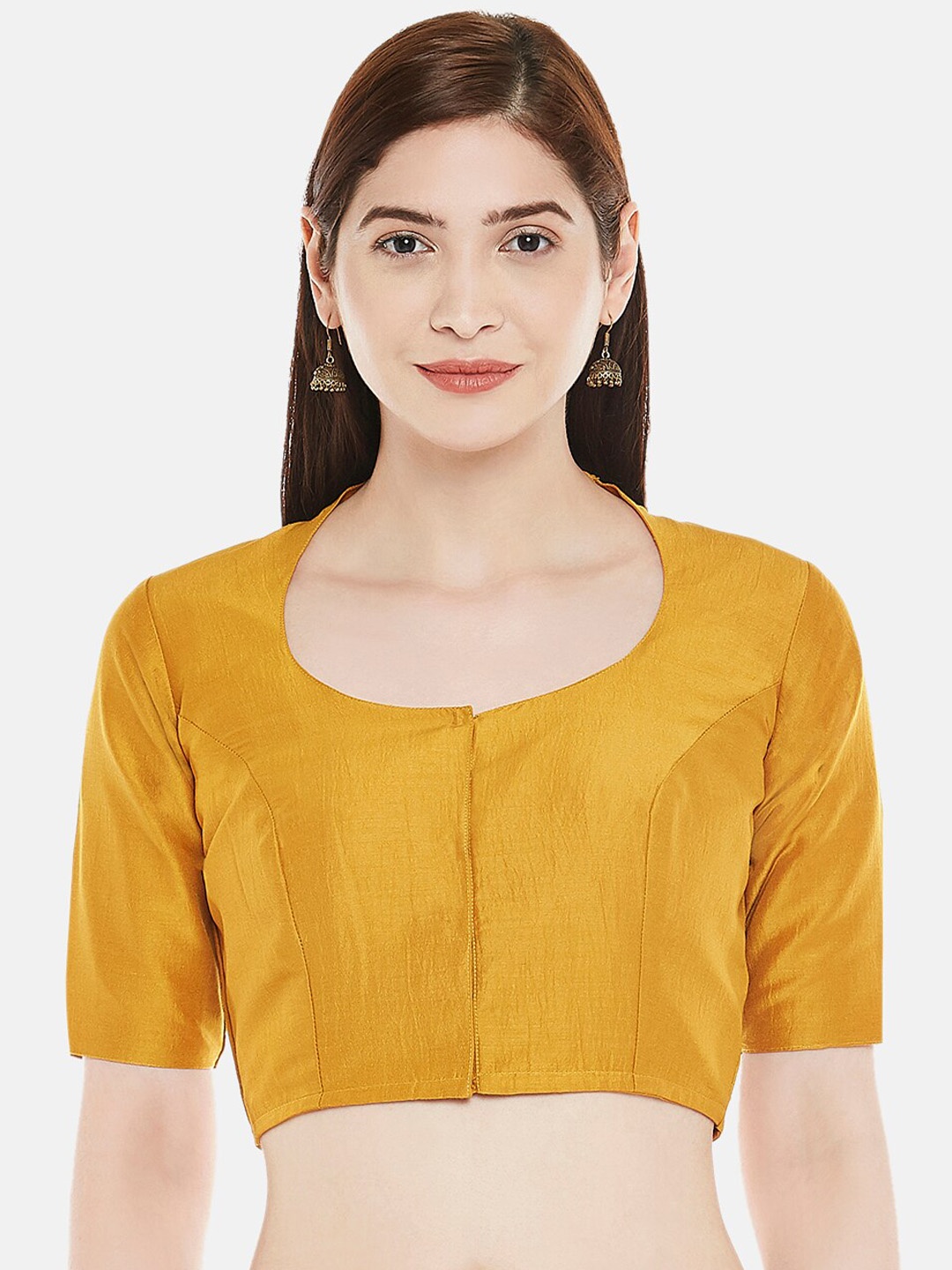 

Studio Shringaar Round Neck Saree Blouse, Yellow