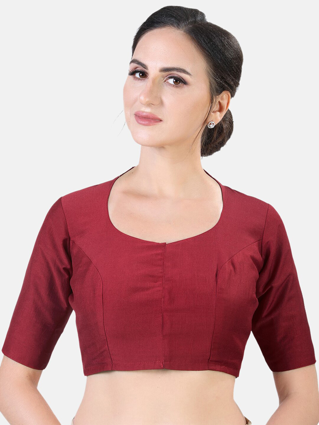 

Studio Shringaar Round Neck Saree Blouse, Maroon