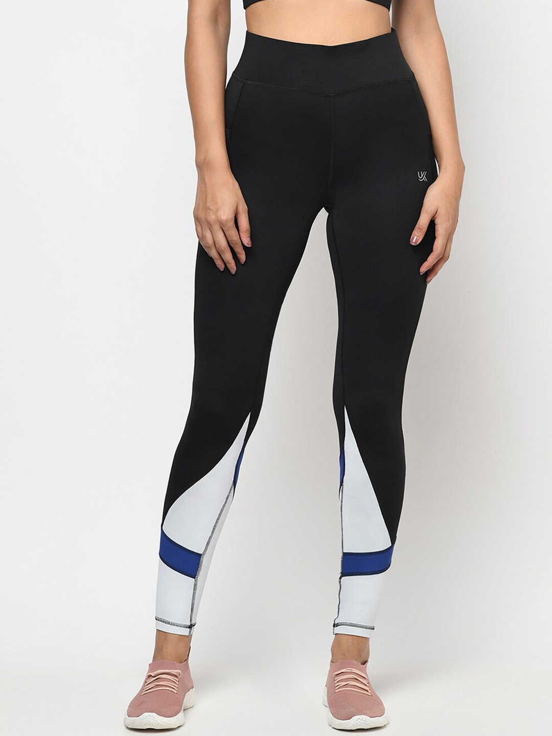 

URKNIT Women Printed Slim Fit Sportswear Stretchable Tights, Black