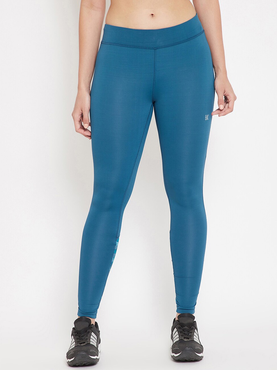 

URKNIT Women Slim Fit Mid-Rise Stretchable Sports Tights, Blue