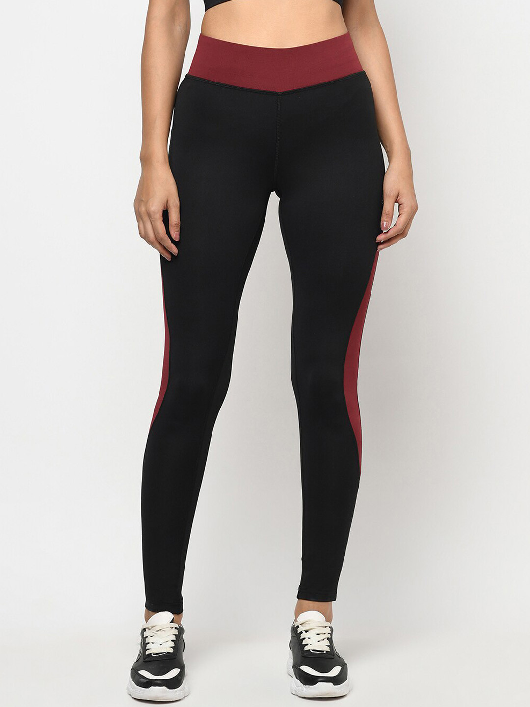

URKNIT Women High Rise Ankle Length Stretchable Sports Tights, Black