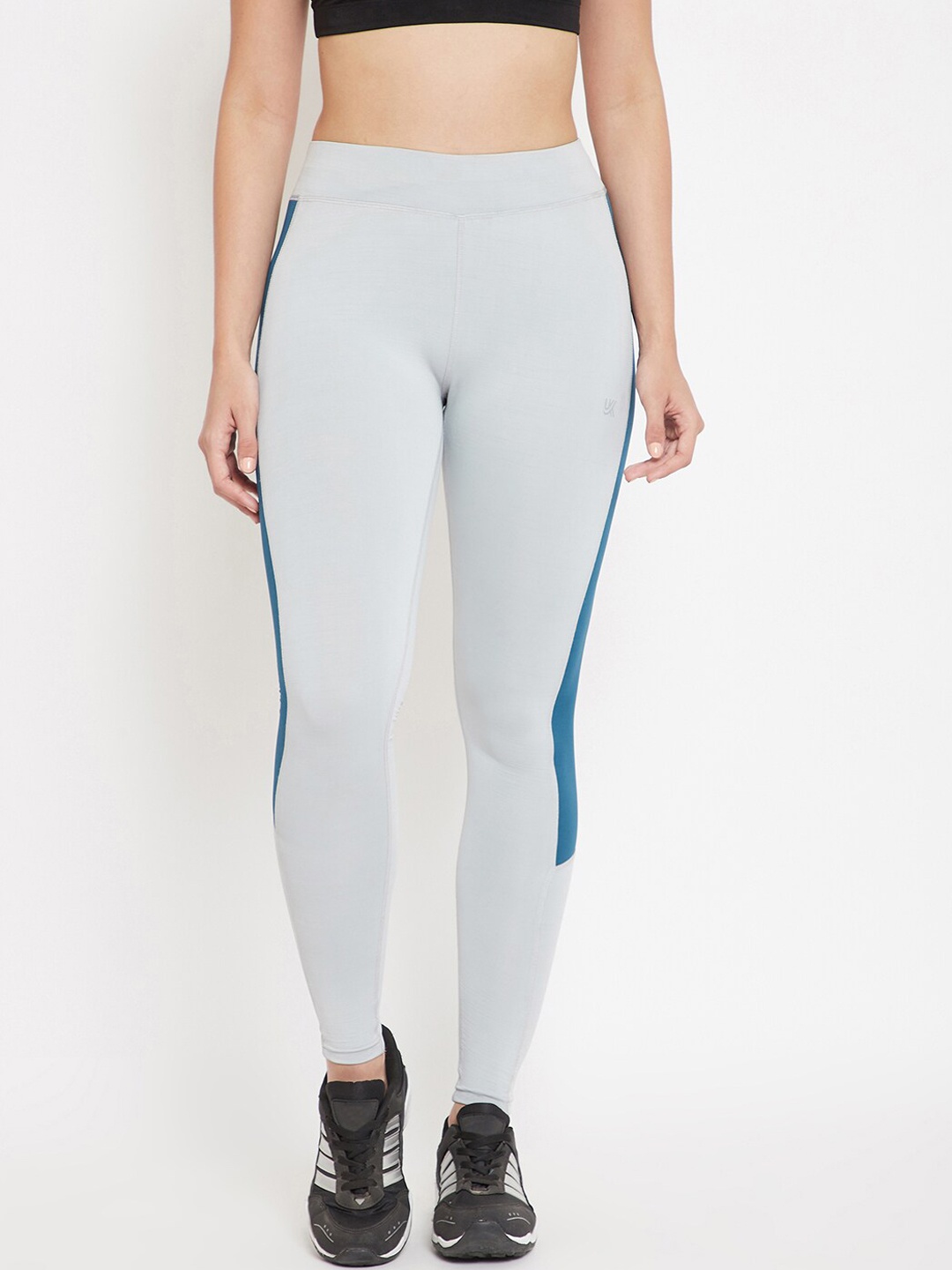 

URKNIT Women High Rise Slim Fit Ankle Length Stretchable Sports Tights, Grey
