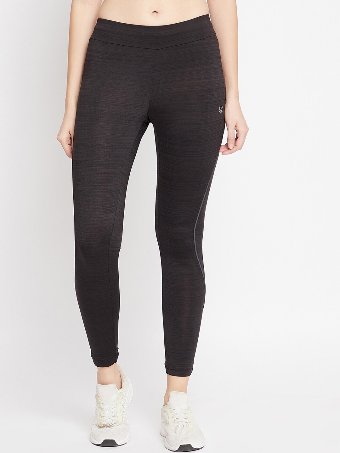 

URKNIT Women Slim Fit Mid-Rise Stretchable Sports Tights, Black