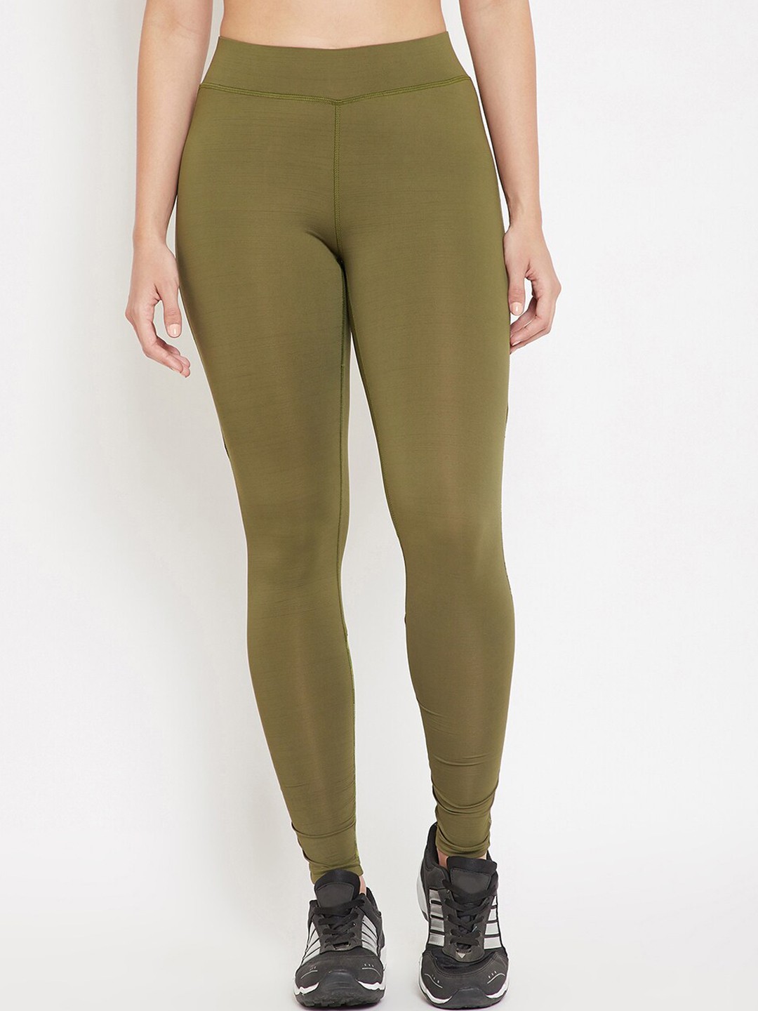 

URKNIT Women Slim Fit Sportswear Stretchable Tights, Olive