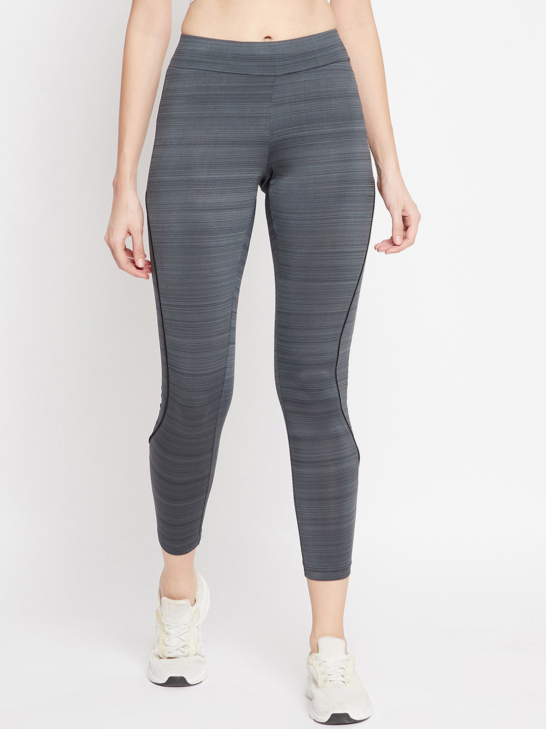 

URKNIT Women Slim Fit Mid-Rise Stretchable Sports Tights, Grey