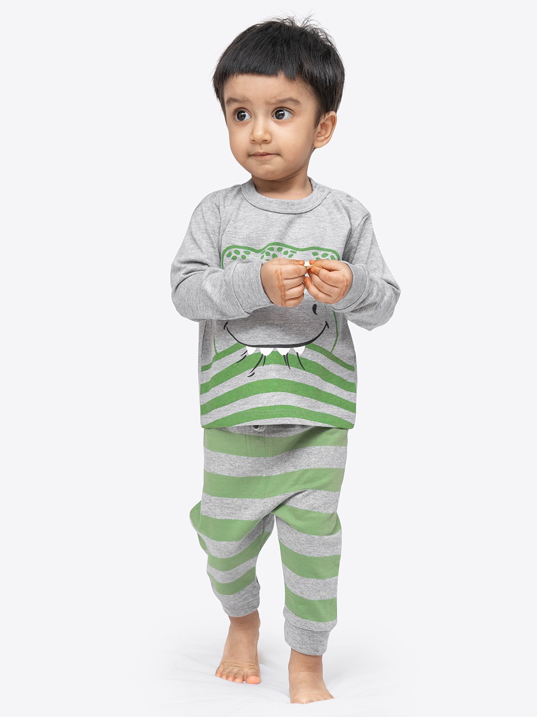 

ariel Kids Striped T-shirt with Pyjamas, Grey