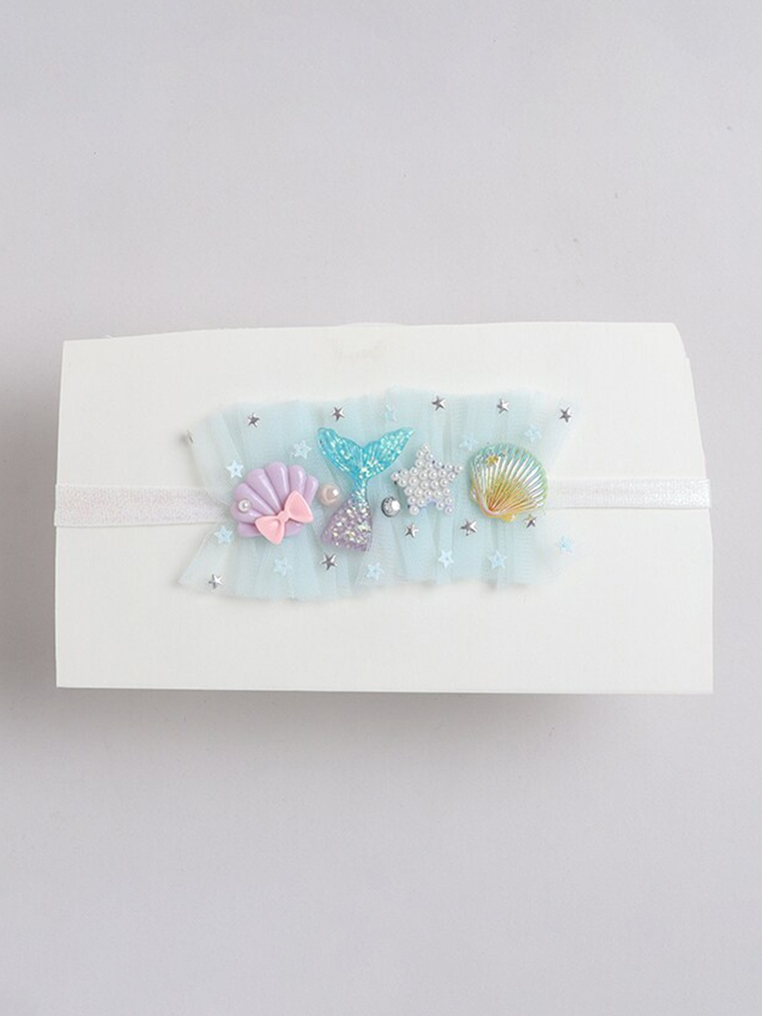 

TIPY TIPY TAP Infant Girls Mermaid Frill Embellished Hairband With Clips, Blue