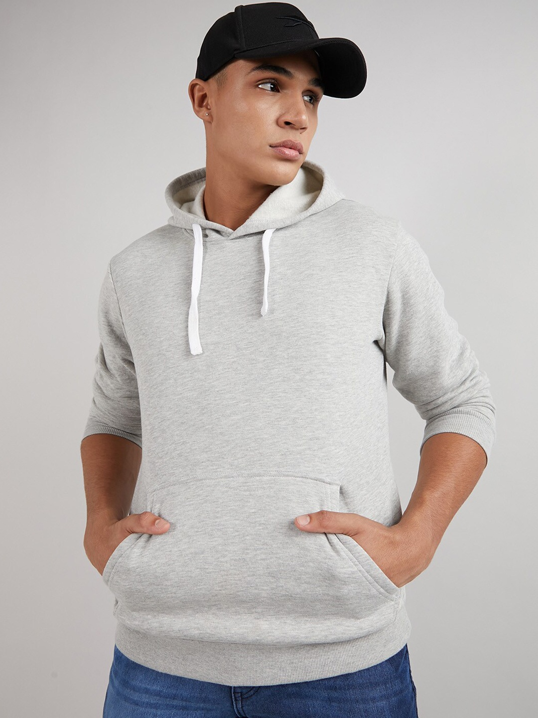 

Campus Sutra Hooded Cotton Pullover Sweatshirt, Grey