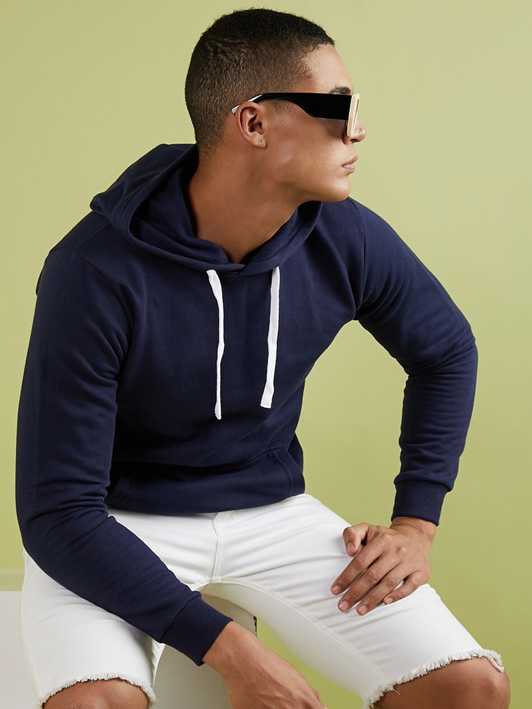 

Campus Sutra Cotton Hooded Pullover Sweatshirt, Blue