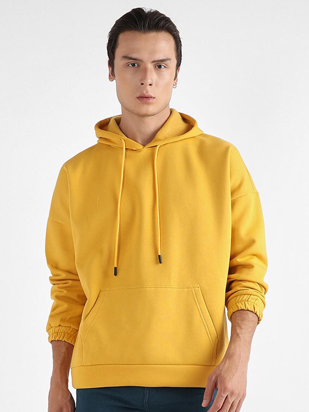 

Campus Sutra Cotton Hooded Pullover Sweatshirt, Mustard