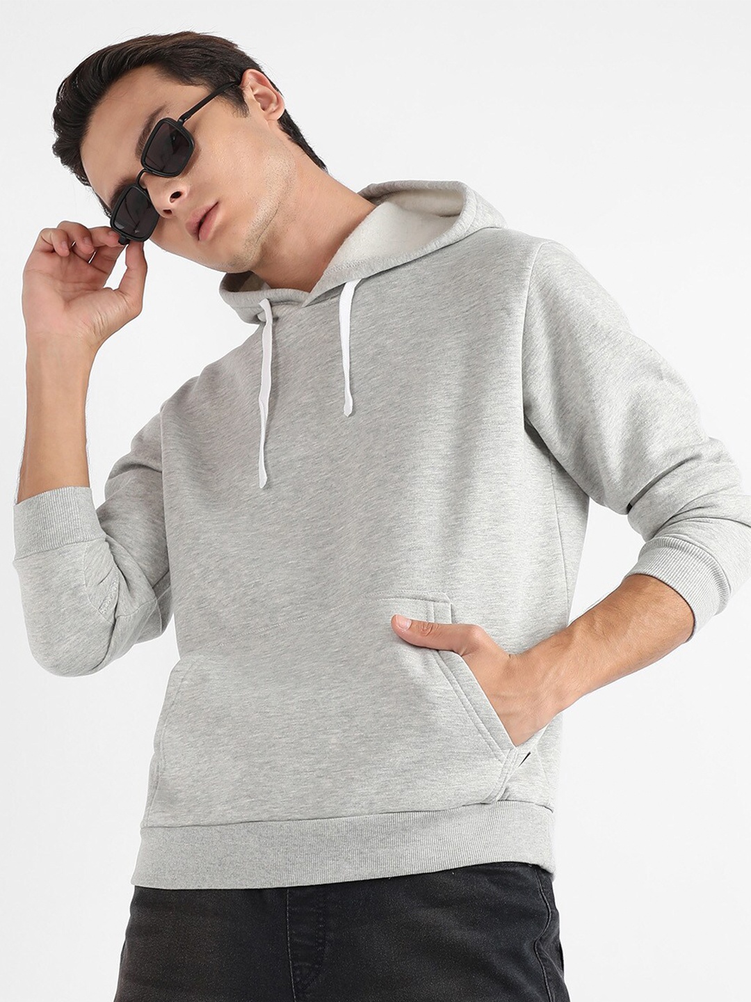 

Campus Sutra Hooded Pullover Cotton Sweatshirt, Grey