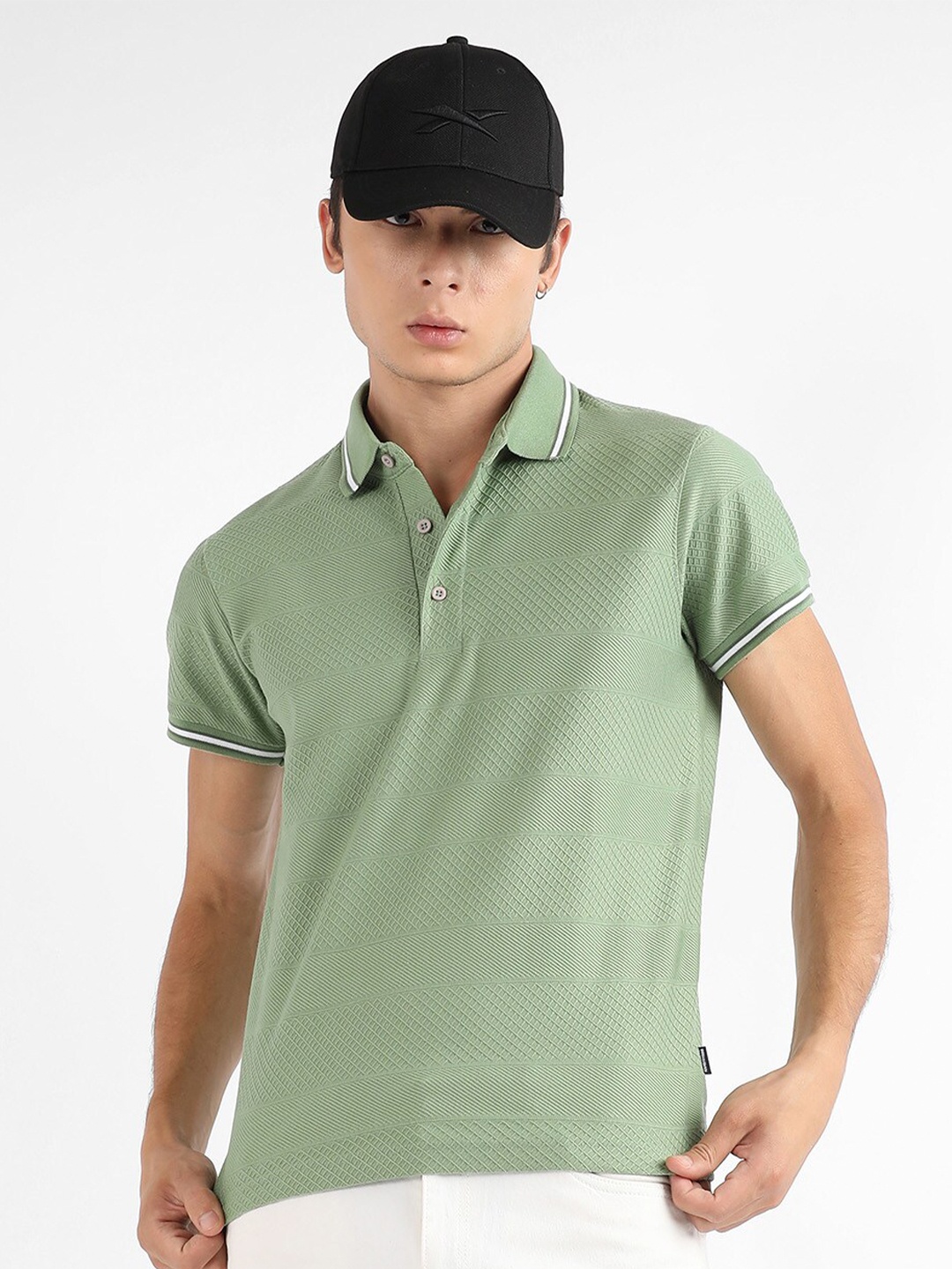 

Campus Sutra Polo Collar Regular Fit Cotton T-Shirt, Olive