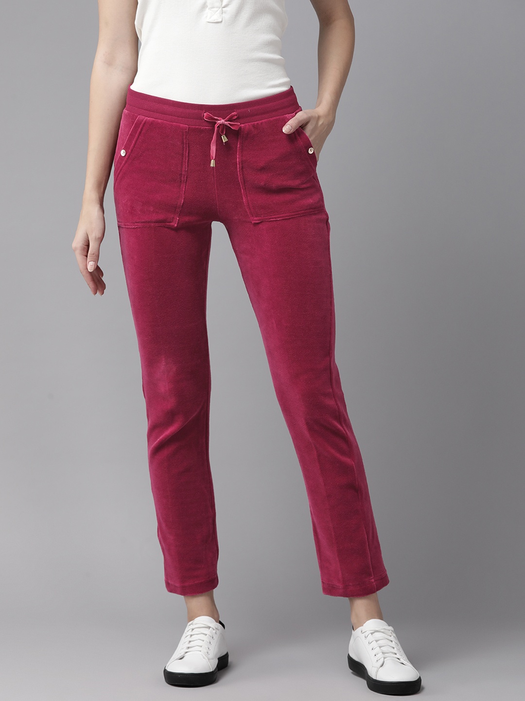 

Cayman Solid Velvet Track Pants, Maroon