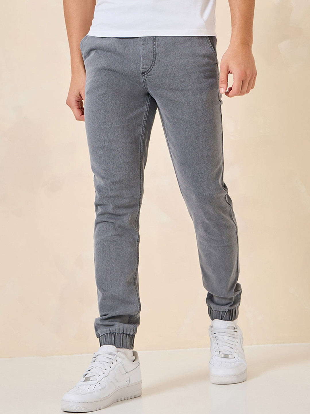 

Styli Slim Fit Stretchable Jogger Denim Jeans, Grey