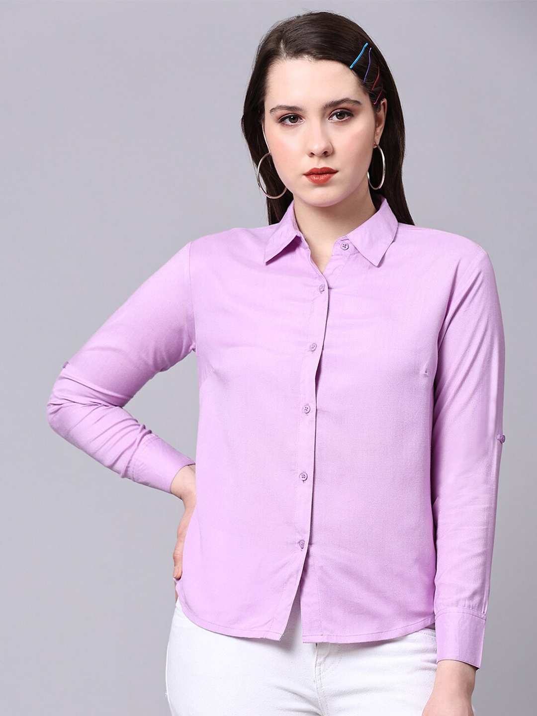 

Pomegal Classic Tailored Fit Opaque Formal Shirt, Purple