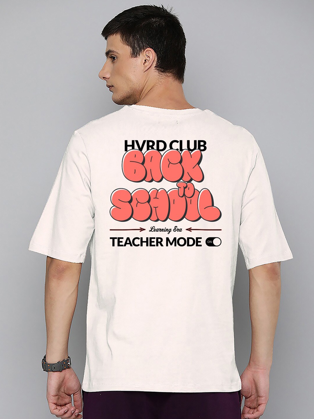 

Harvard Off White Typography Printed Drop-Shoulder Sleeves Cotton Oversized T-shirt