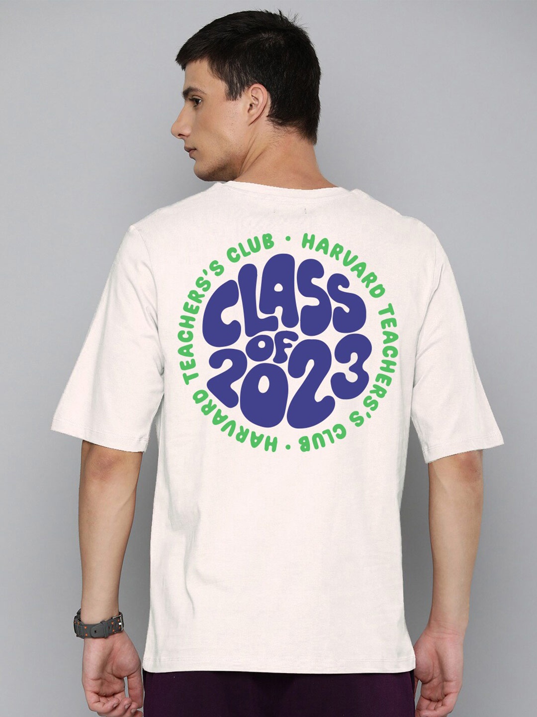 

Harvard Typography Printed Drop-Shoulder Cotton Oversized T-shirt, Off white