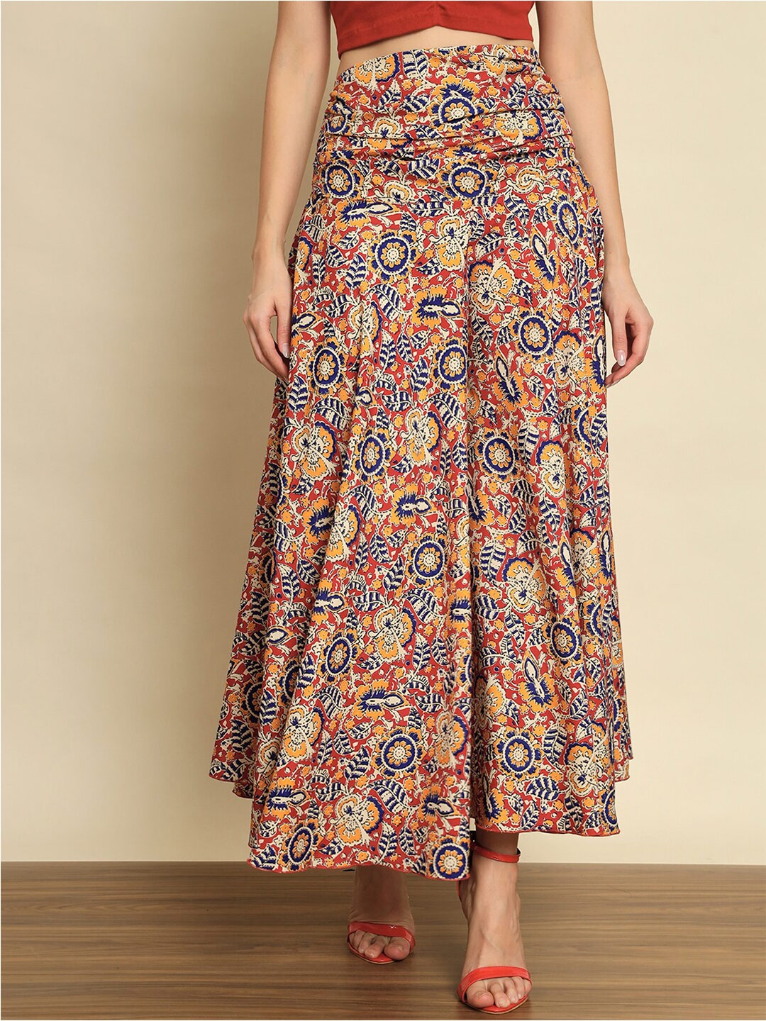 

Trend Arrest Floral Printed Flared Palazzos, Navy blue