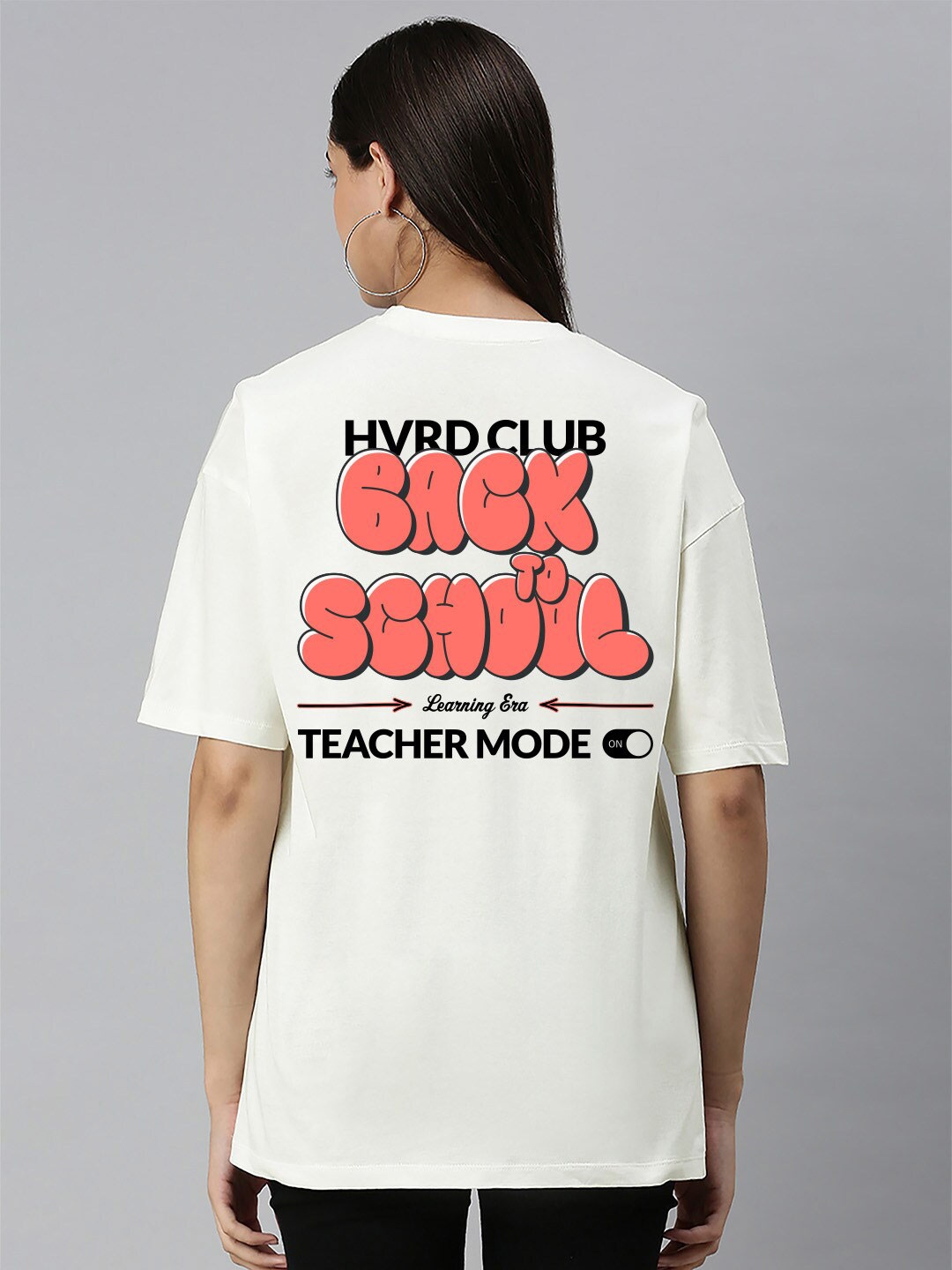 

Harvard Typography Printed Drop-Shoulder Cotton Oversized T-shirt, Off white