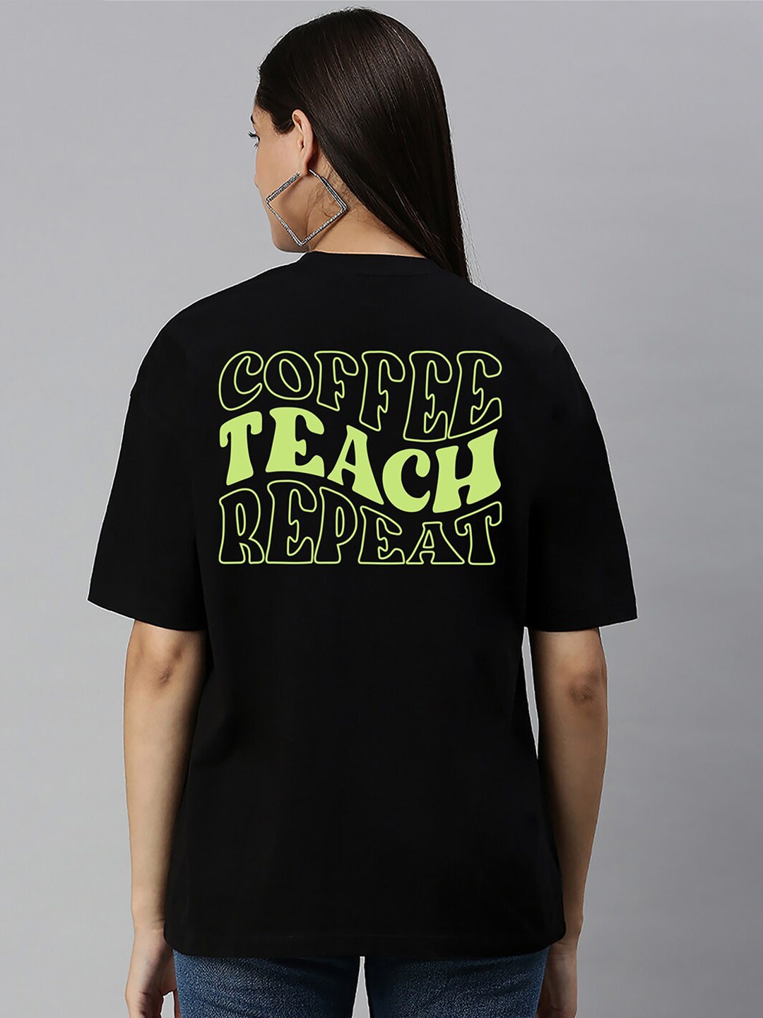 

Harvard Typography Printed Drop-Shoulder Cotton Oversized T-shirt, Black