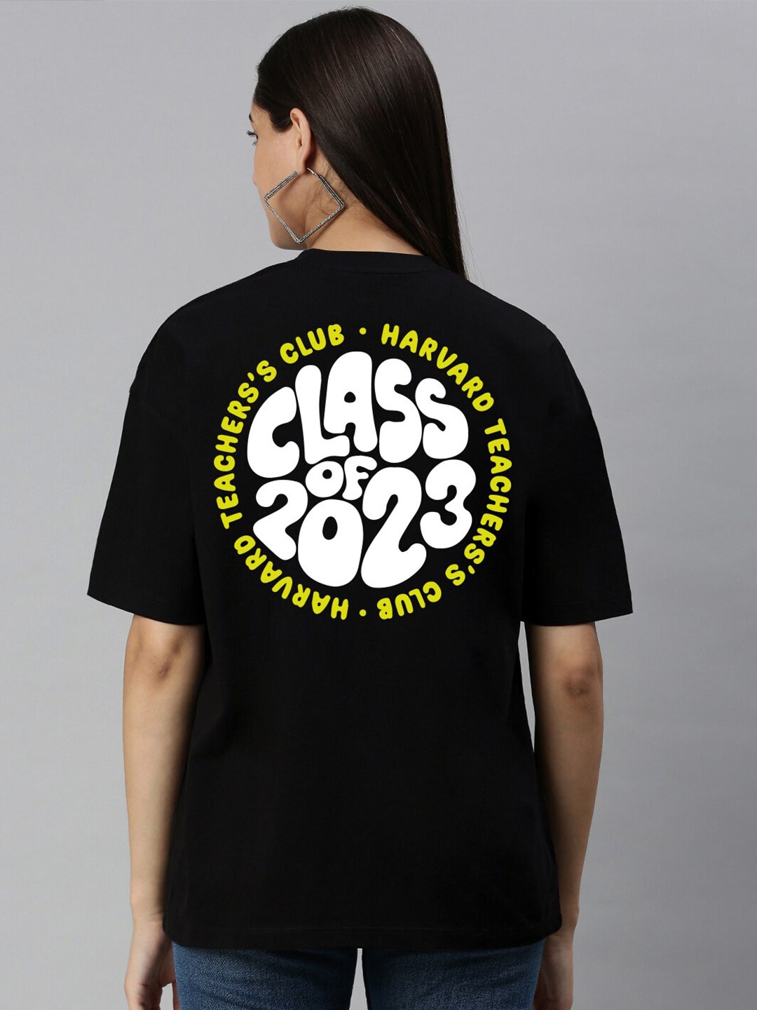 

Harvard Typography Printed Drop-Shoulder Cotton Oversized T-shirt, Black