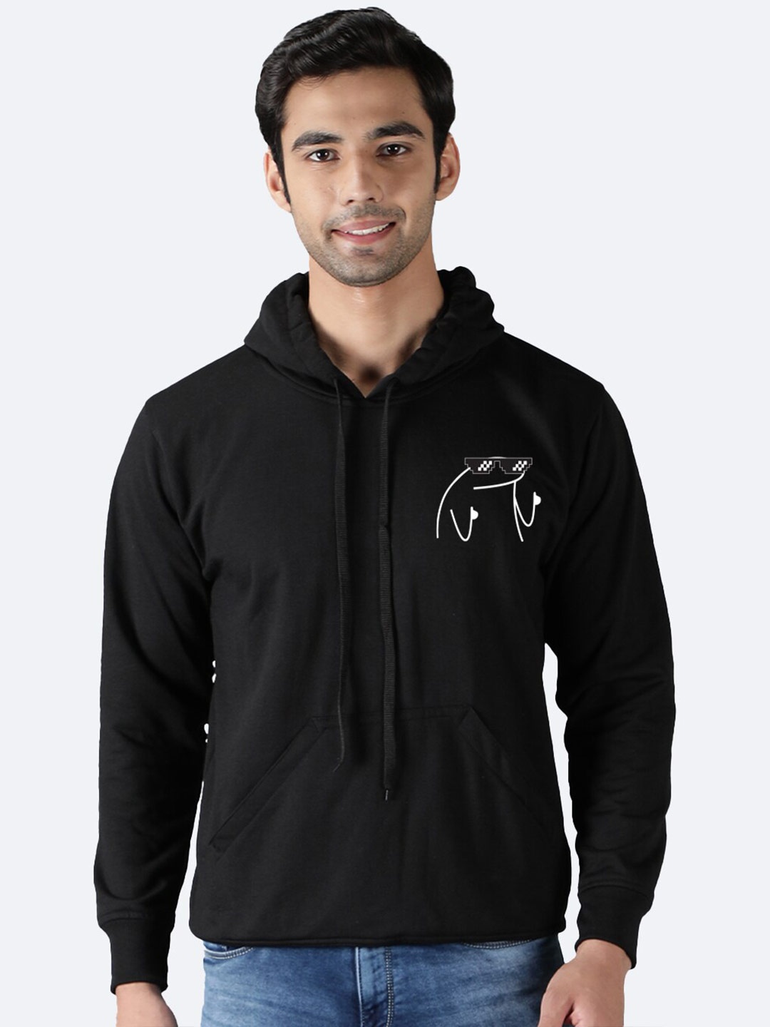 

Mad Over Print Hooded Pullover, Black