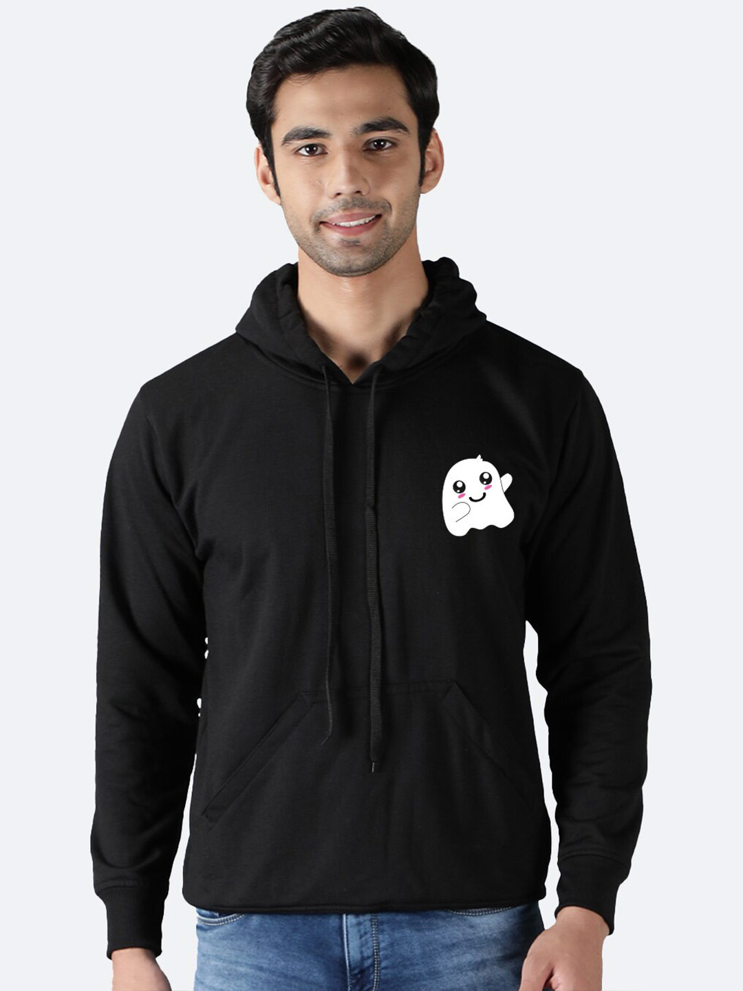 

Mad Over Print Graphic Printed Hooded Pullover, Black