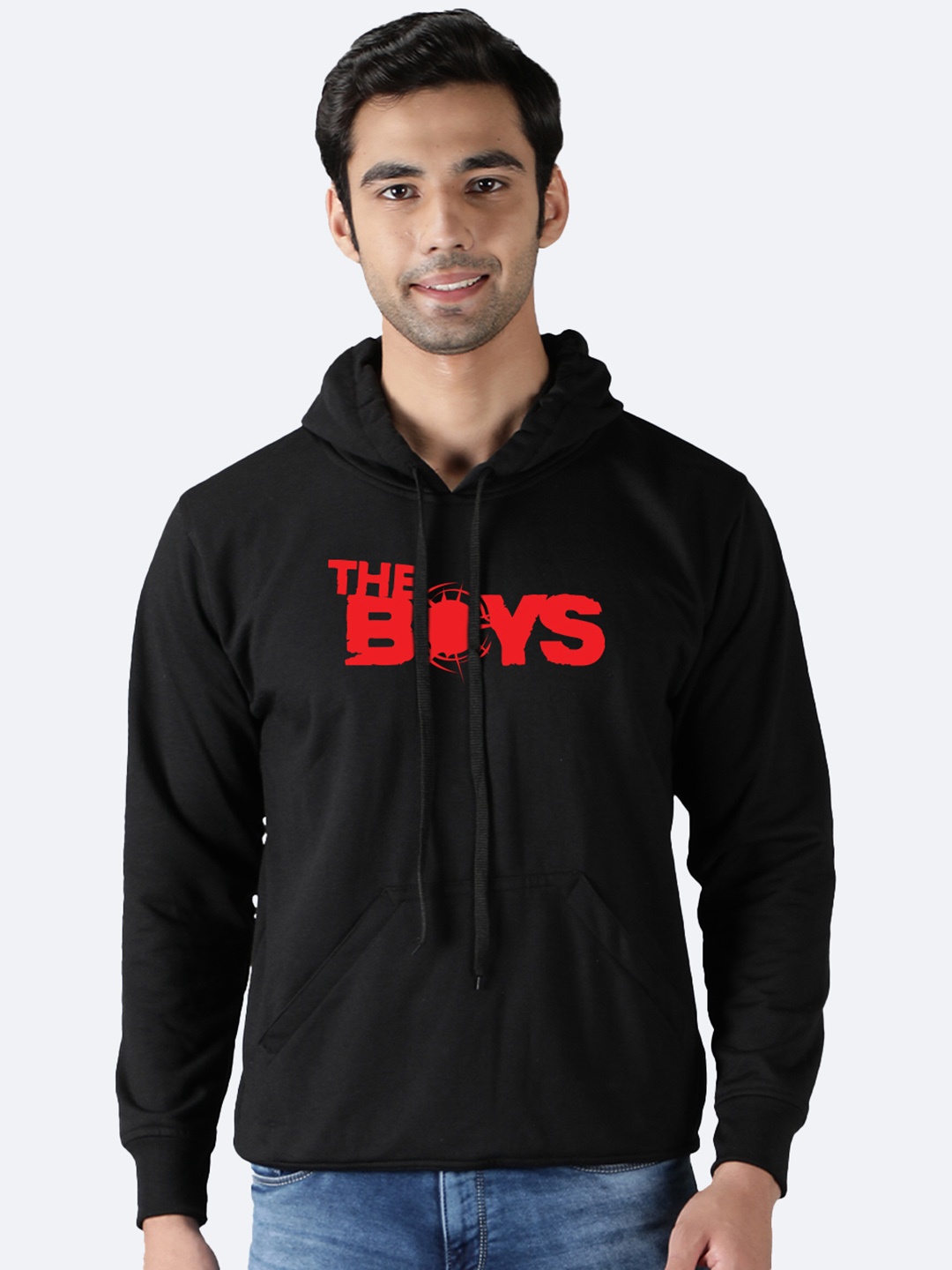

Mad Over Print Typography Printed Hooded Fleece Sweatshirt, Black