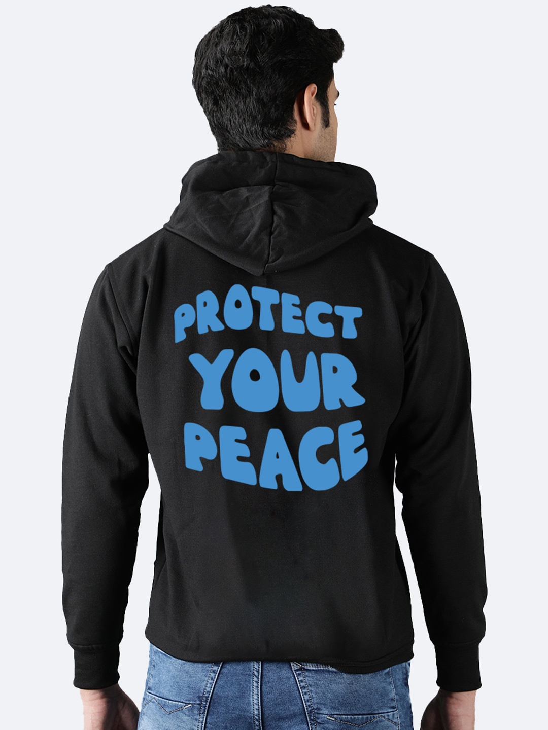 

Mad Over Print Typography Printed Hooded Fleece Sweatshirt, Black