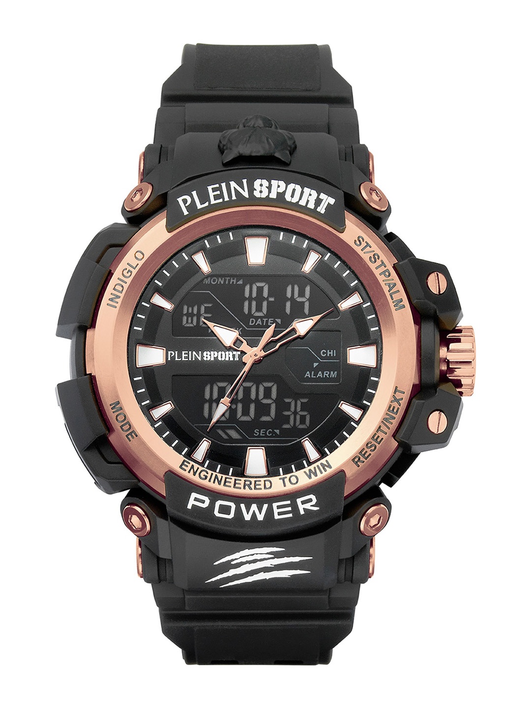 

PLEIN SPORT Combat Men Textured Analogue and Digital Watch PSNBA0323, Black