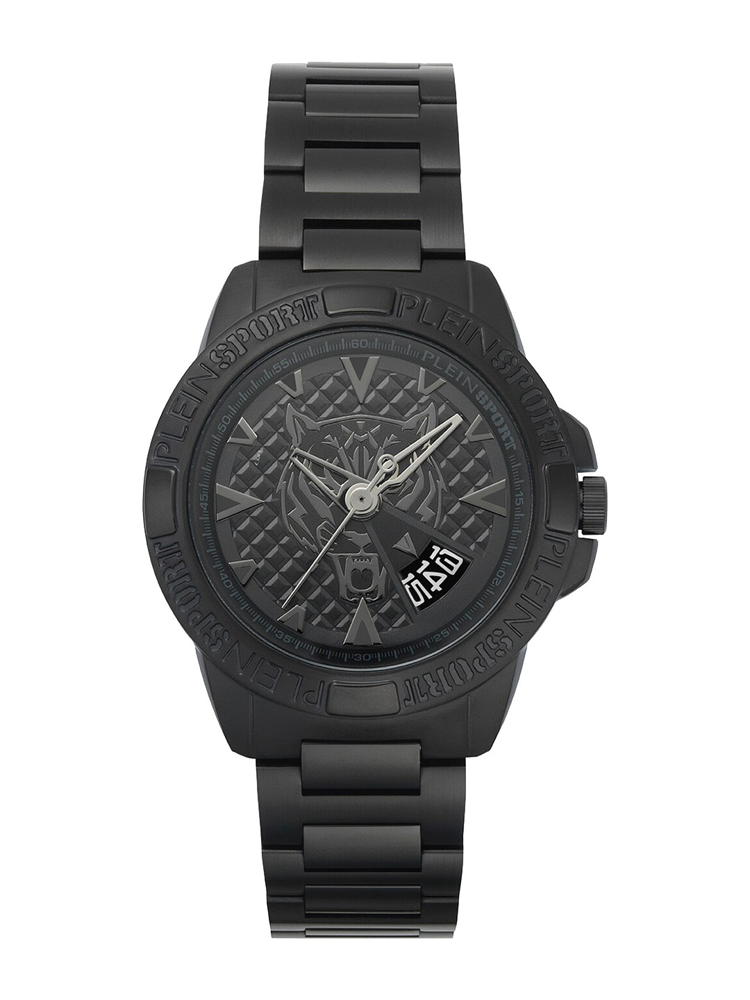 

PLEIN SPORT Touchdown Men Embellished Stainless Steel Bracelet Style Straps Analogue Watch, Black