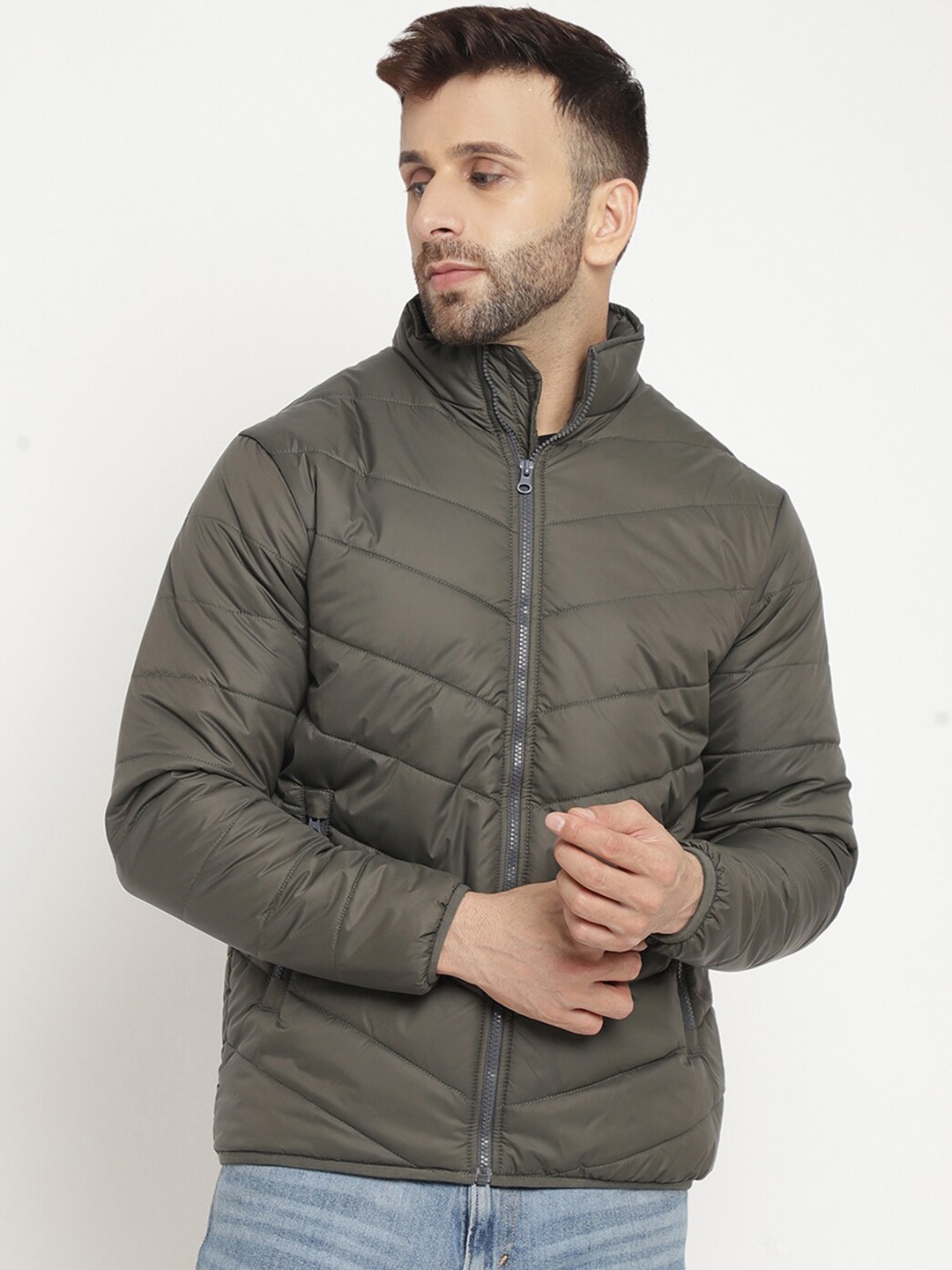 

BETTER THINK Mock Collar Lightweight Puffer Jacket, Grey