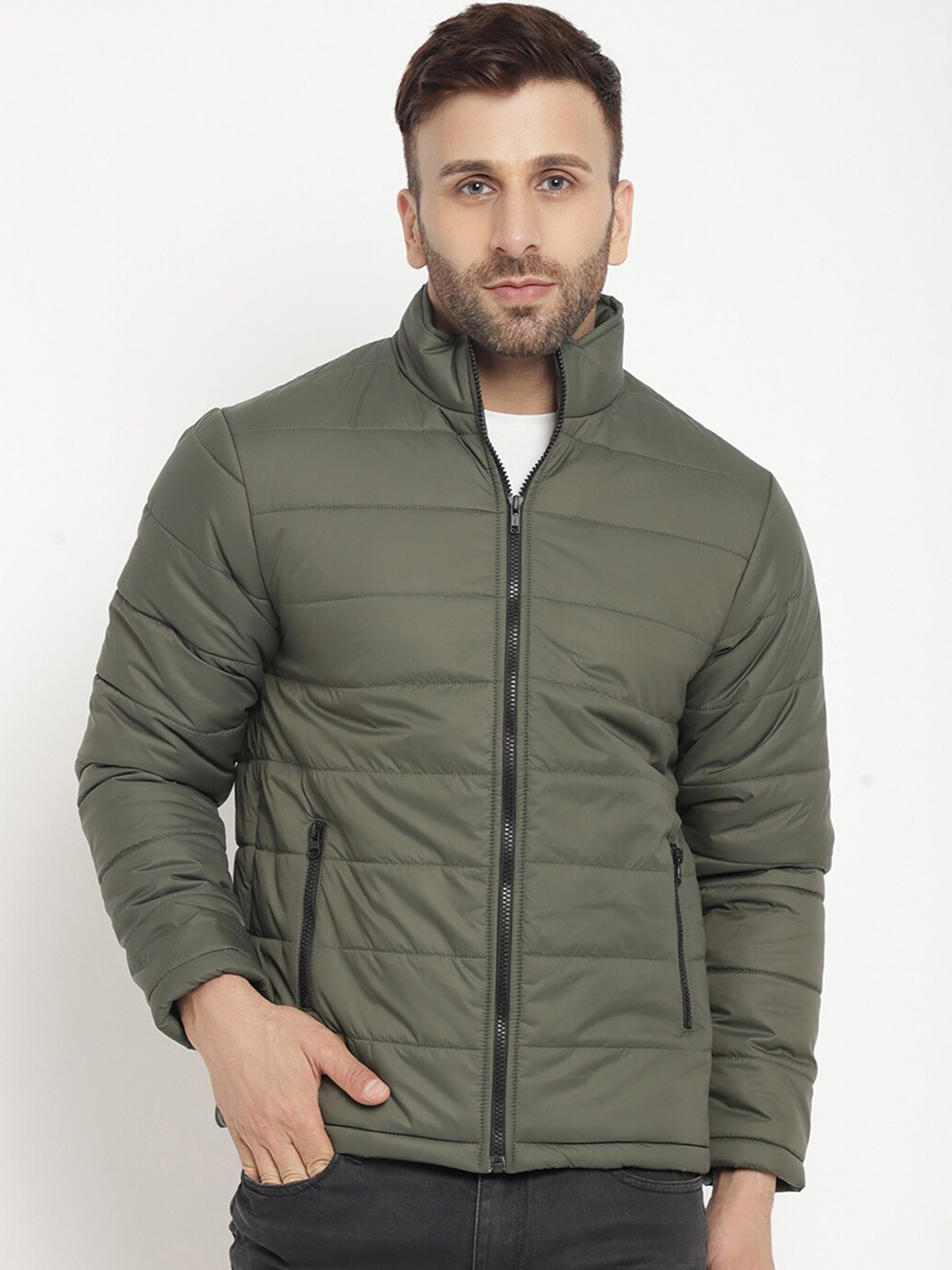 

BETTER THINK Mock Collar Lightweight Padded Jacket, Olive