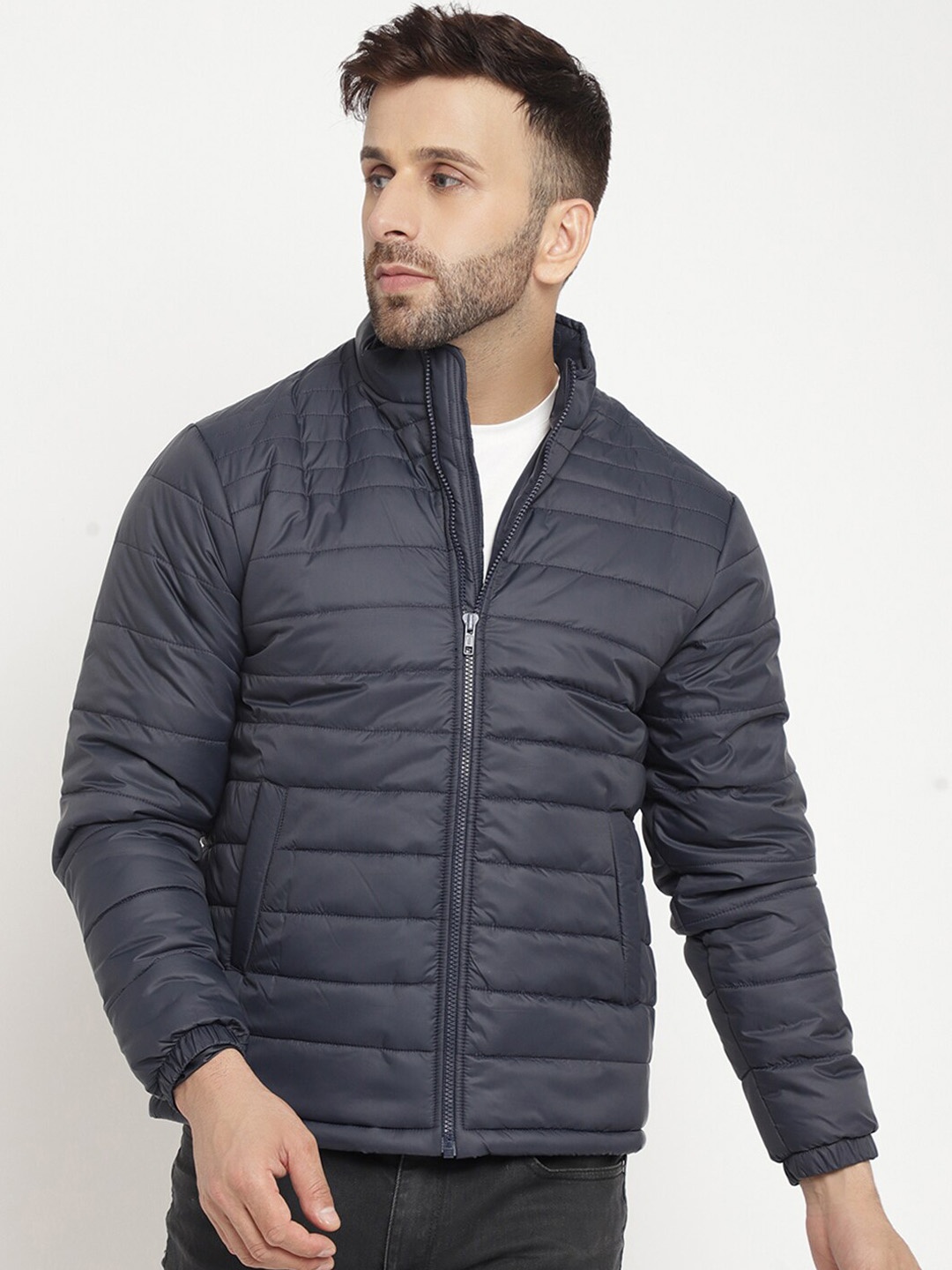 

BETTER THINK Mock Collar Lightweight Puffer Jacket, Navy blue