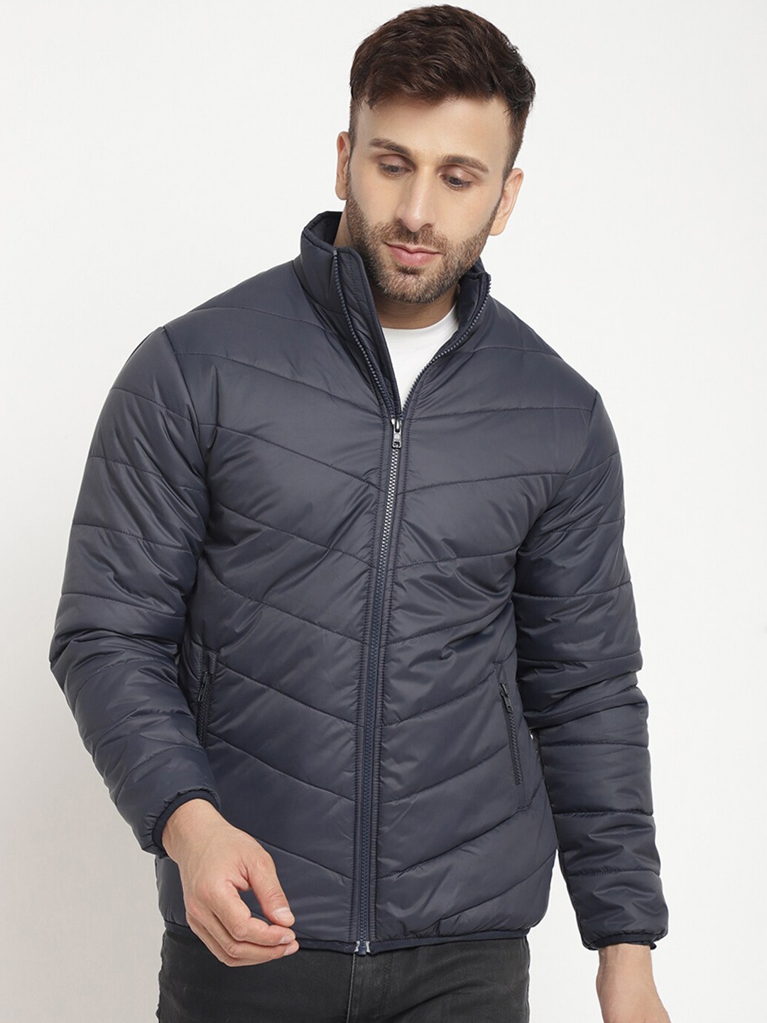 

BETTER THINK Mock Collar Lightweight Puffer Jacket, Navy blue