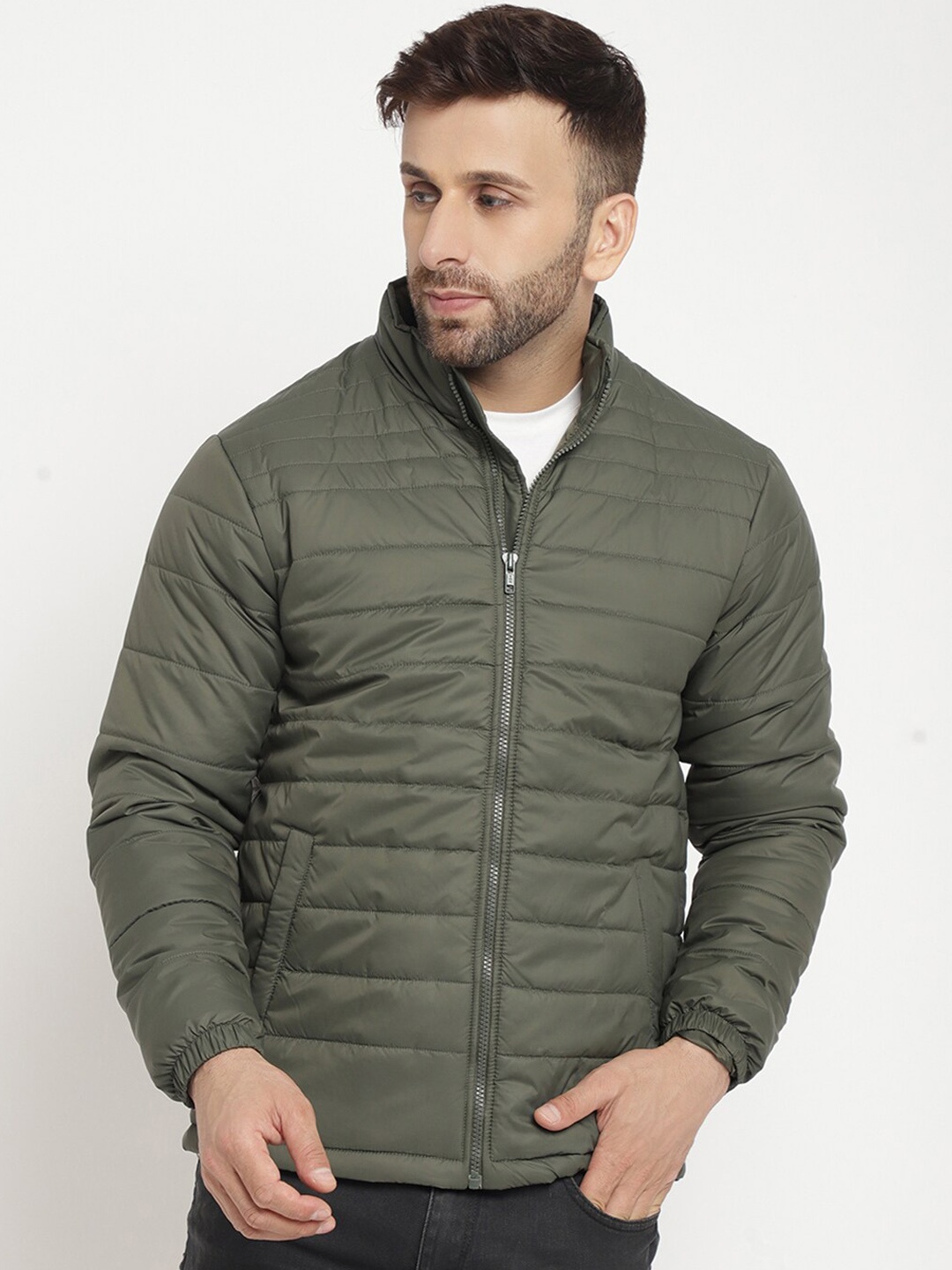 

BETTER THINK Mock Collar Lightweight Padded Jacket, Olive