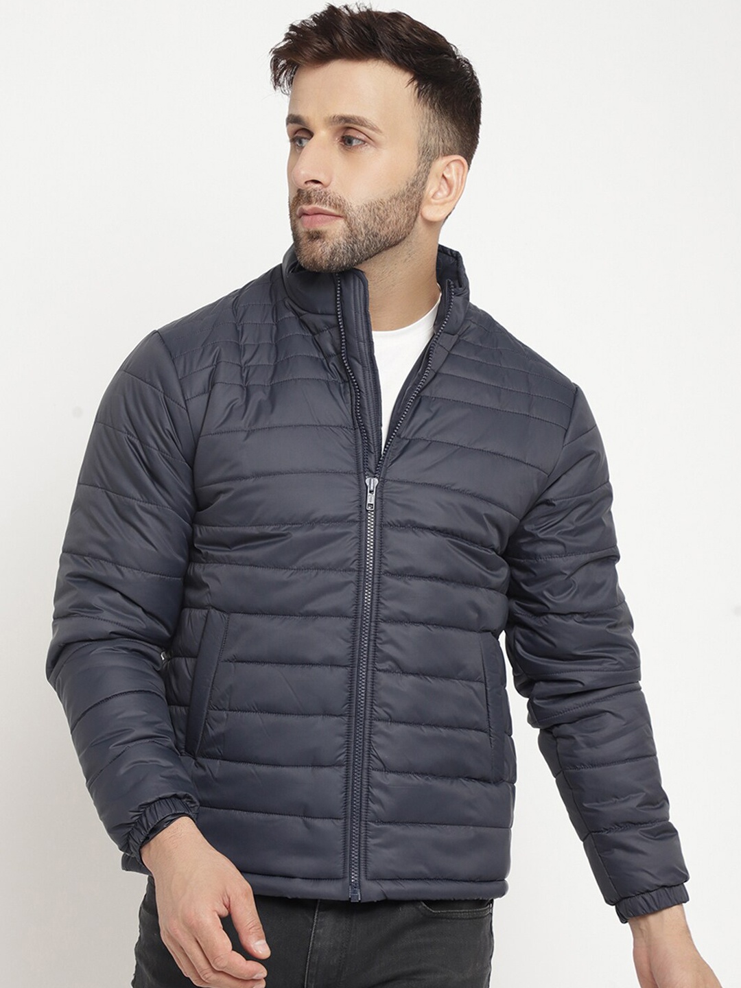 

BETTER THINK Mock Collar Lightweight Padded Jacket, Navy blue