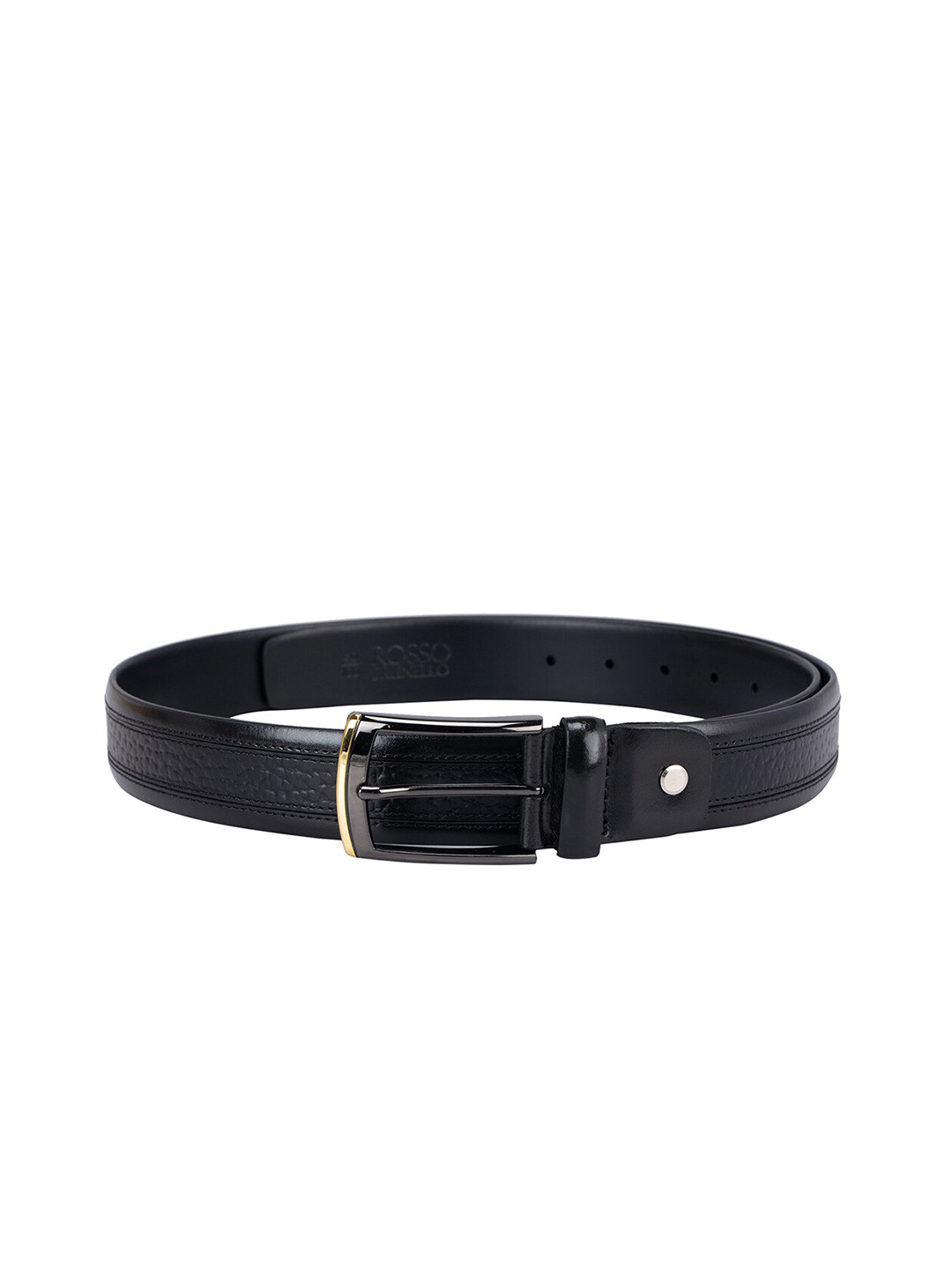 

ROSSO BRUNELLO Men Slim Textured Leather Belt, Black