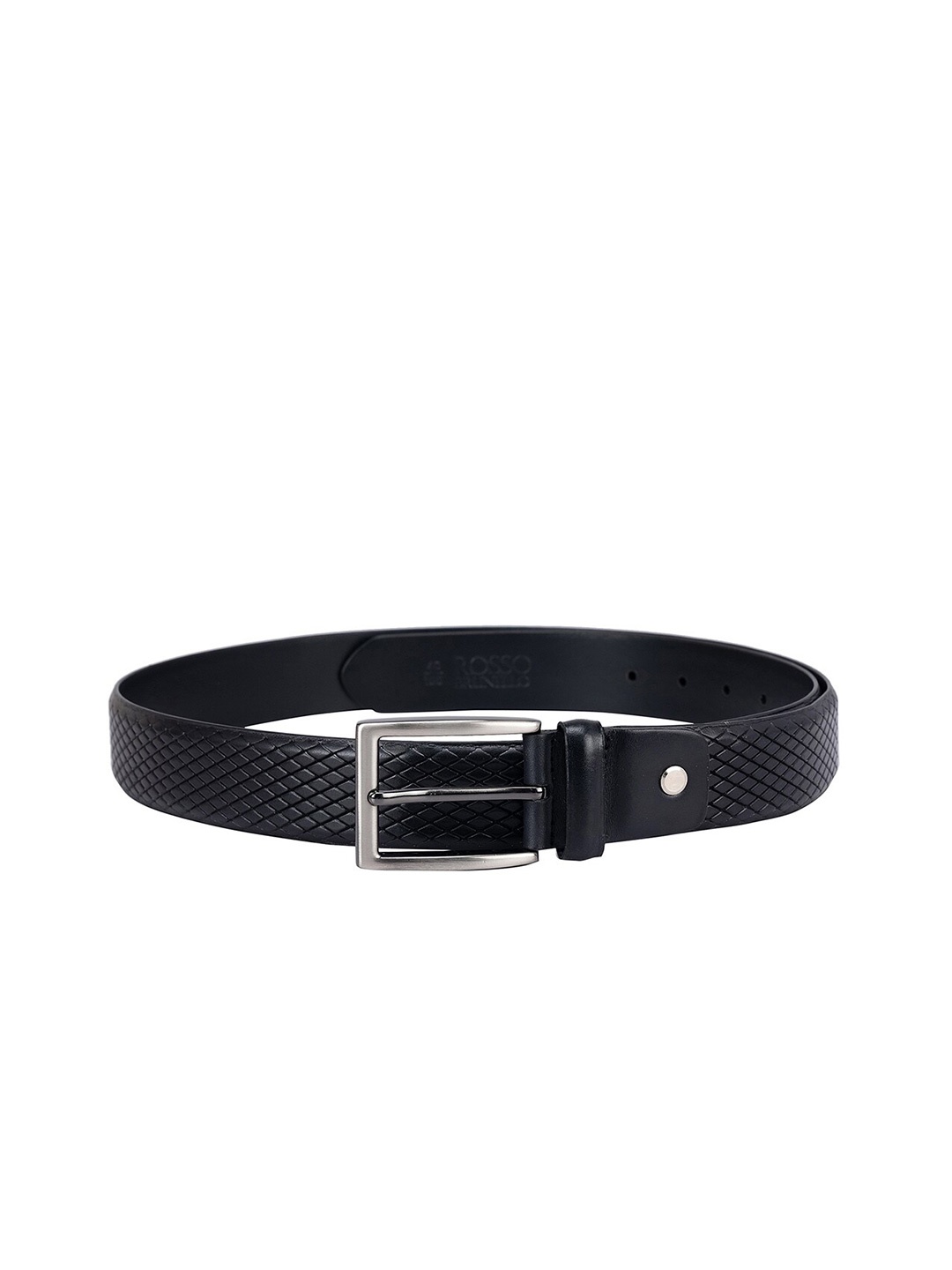 

ROSSO BRUNELLO Men Slim Textured Leather Belt, Black