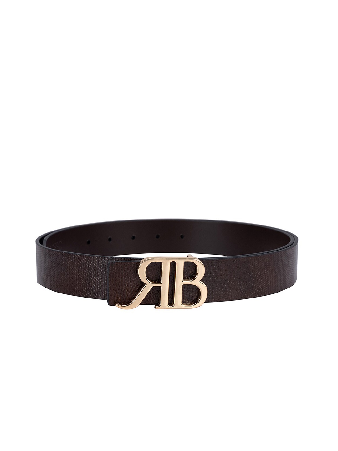 

ROSSO BRUNELLO Men Slim Textured Leather Belt, Coffee brown