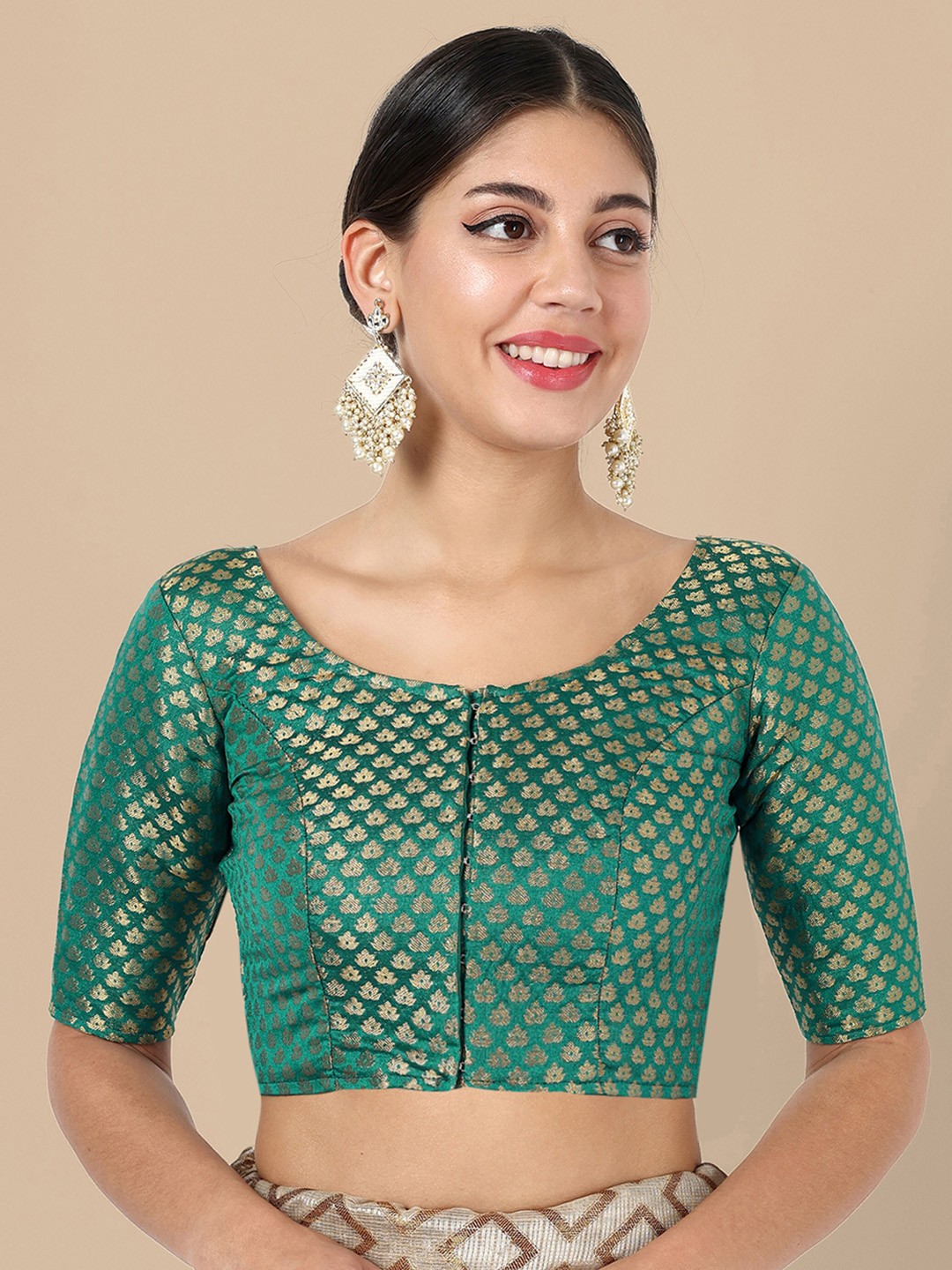 

Vardha Woven Design Saree Blouse, Teal