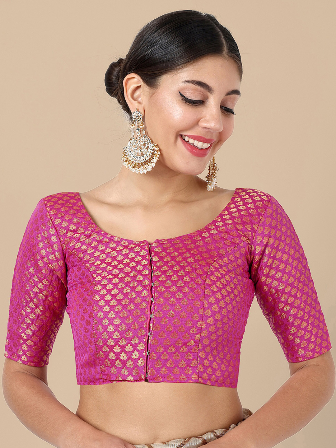 

Vardha Woven Design Saree Blouse, Pink