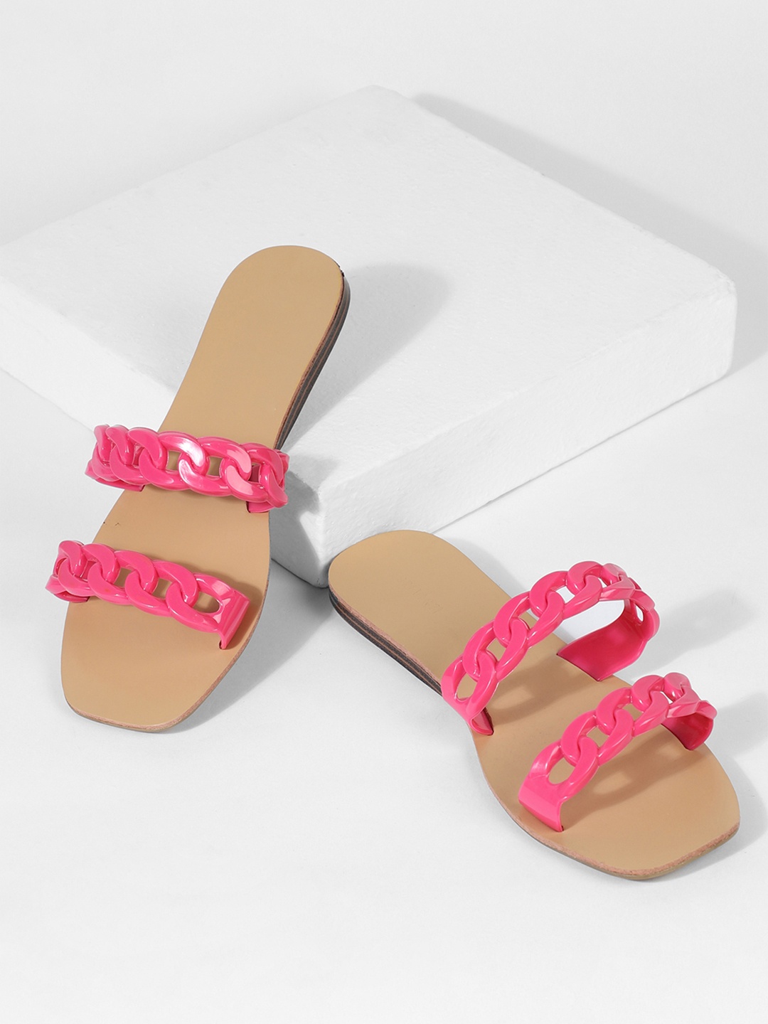 

FOREVER 21 Embellished Open Toe Flats, Pink