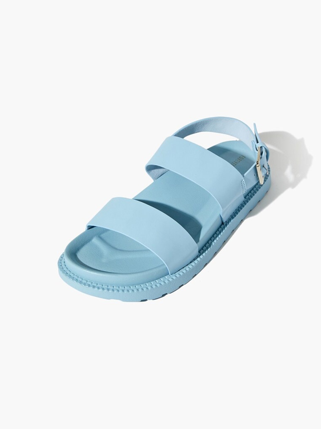 

FOREVER 21 Double Straps Open Toe Flats, Blue