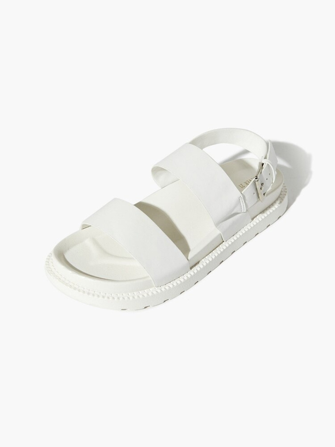 

FOREVER 21 Double Straps Open Toe Flats, White