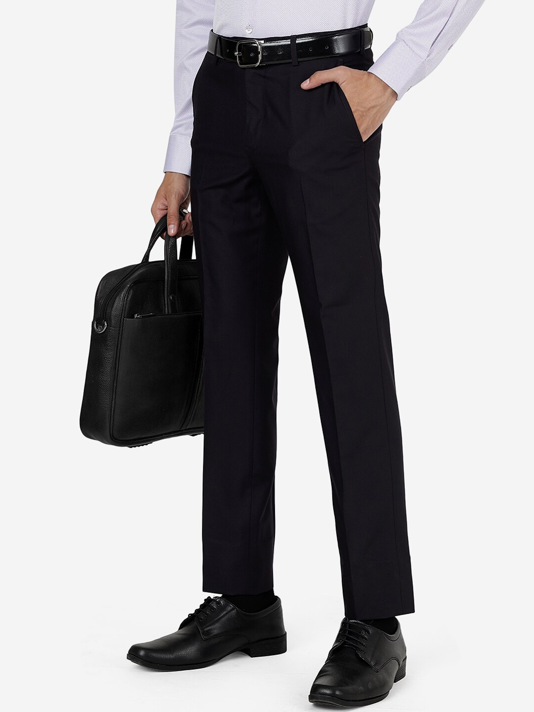 

Greenfibre Men Mid-Rise Slim Fit Formal Trouser, Black