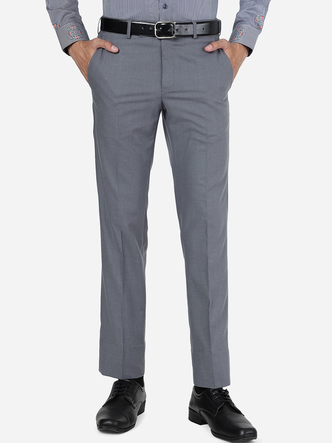 

Greenfibre Men Mid-Rise Slim Fit Formal Trouser, Grey