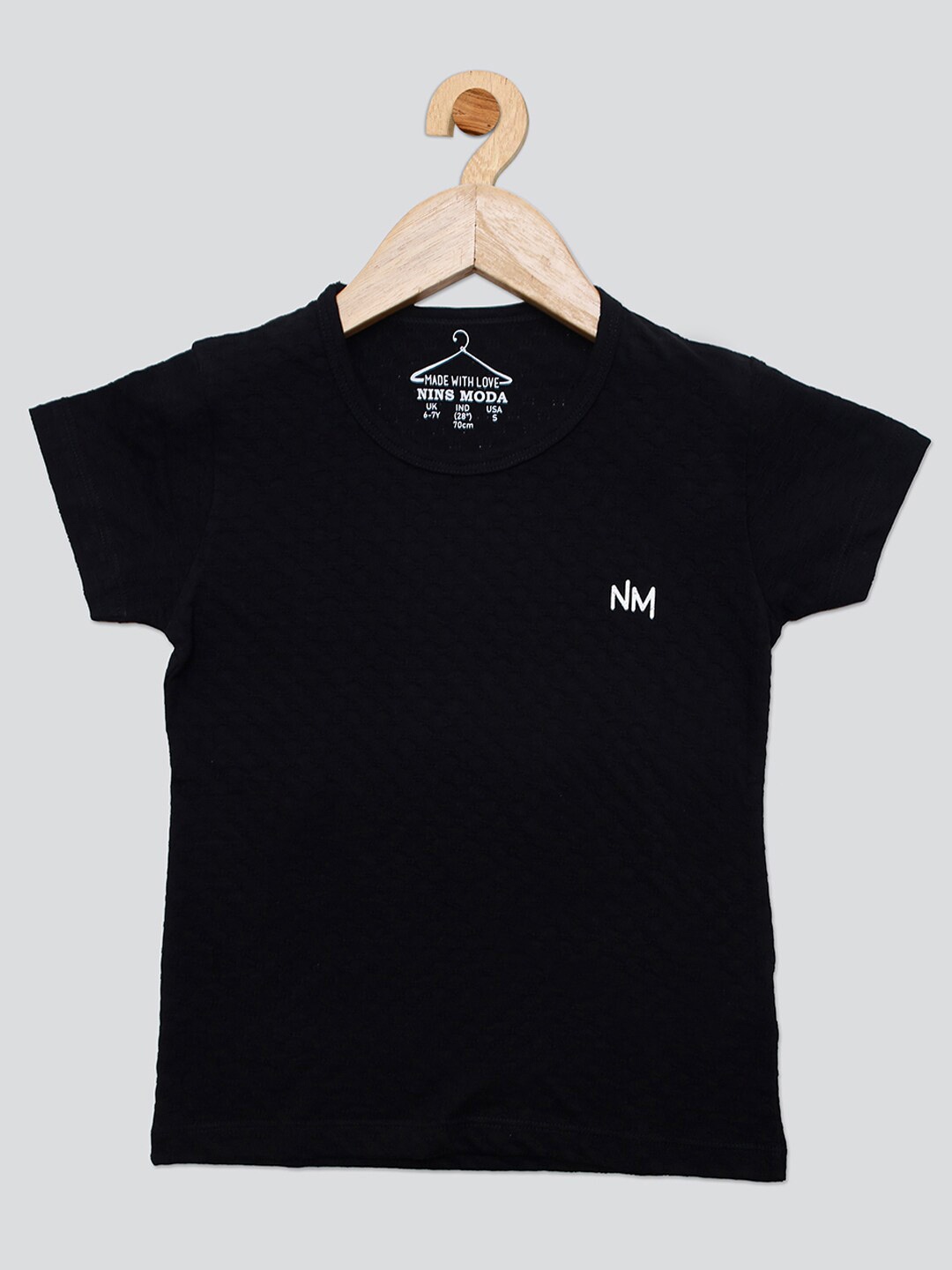 

PAMPOLINA Girls Self Design Cotton Top, Black