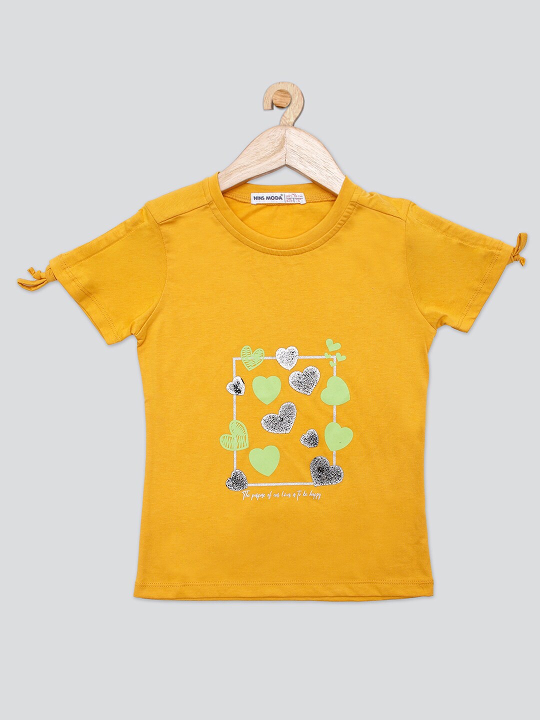 

PAMPOLINA Graphic Printed Cotton Top, Mustard